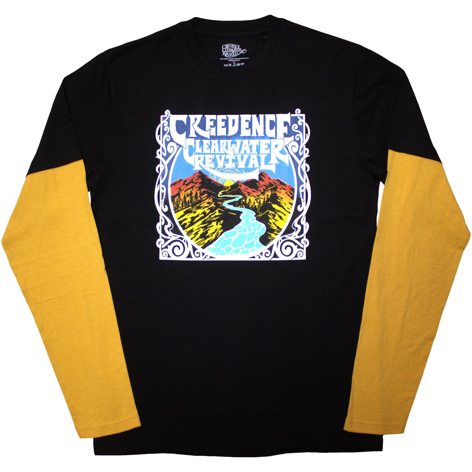 Creedence Clearwater Revival Unisex Layered Long Sleeve T-Shirt: River (Black & Yellow)