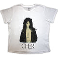 Cher Ladies T-Shirt: Leather Jacket (White)
