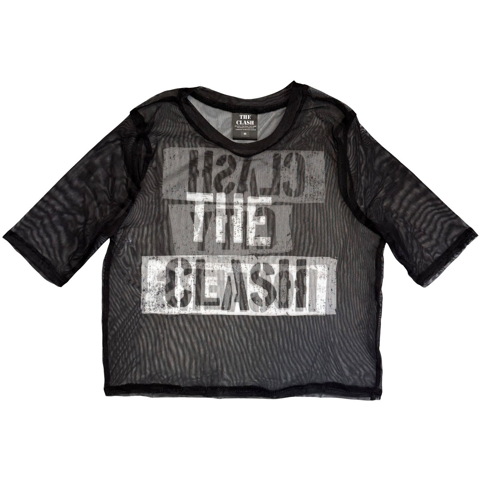 The Clash Ladies Mesh Crop Top: City Rockers (Black) (Front & Back)