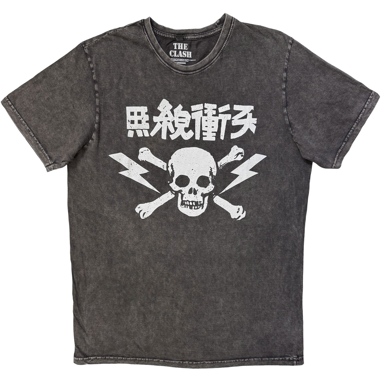 The Clash Unisex Stone Wash T-Shirt: Japan Text (Charcoal Grey)