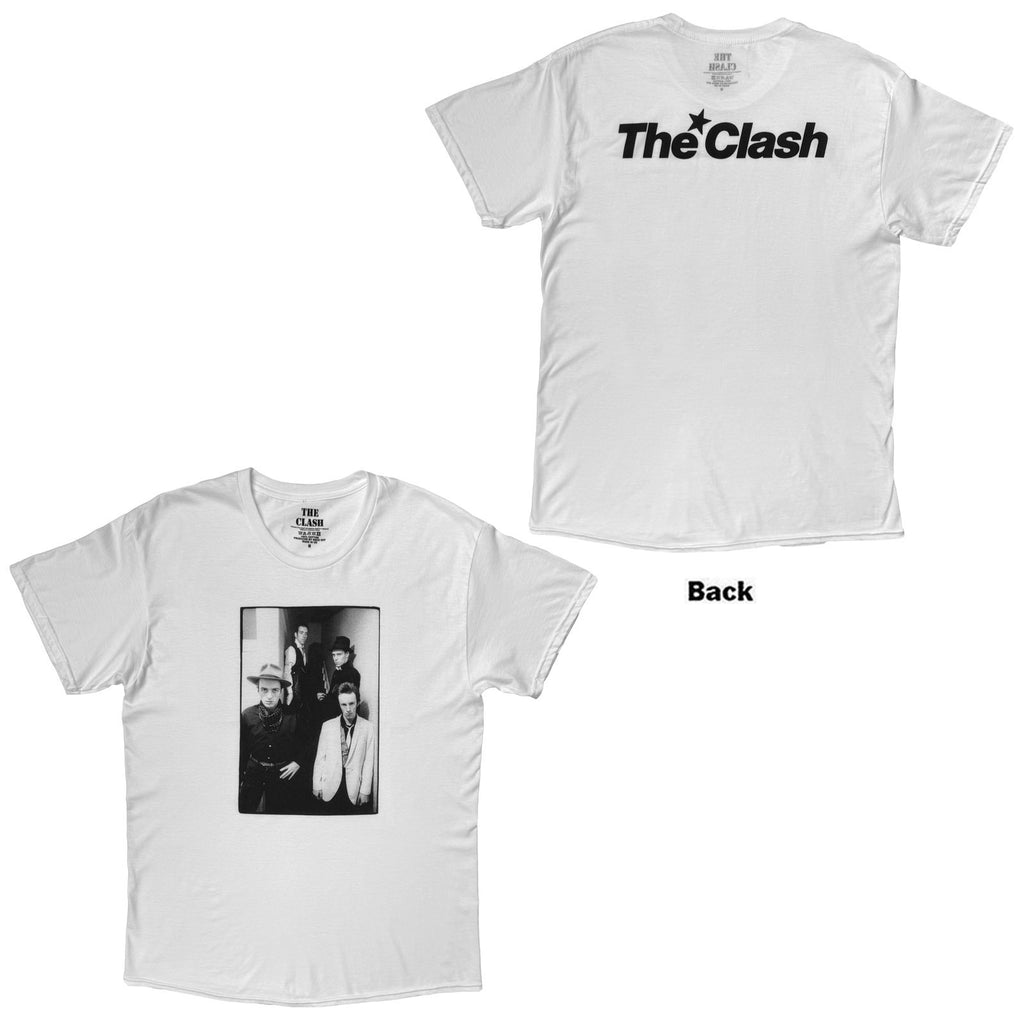 The Clash Unisex T-Shirt: London Calling Press Photo (White) (Back Print)