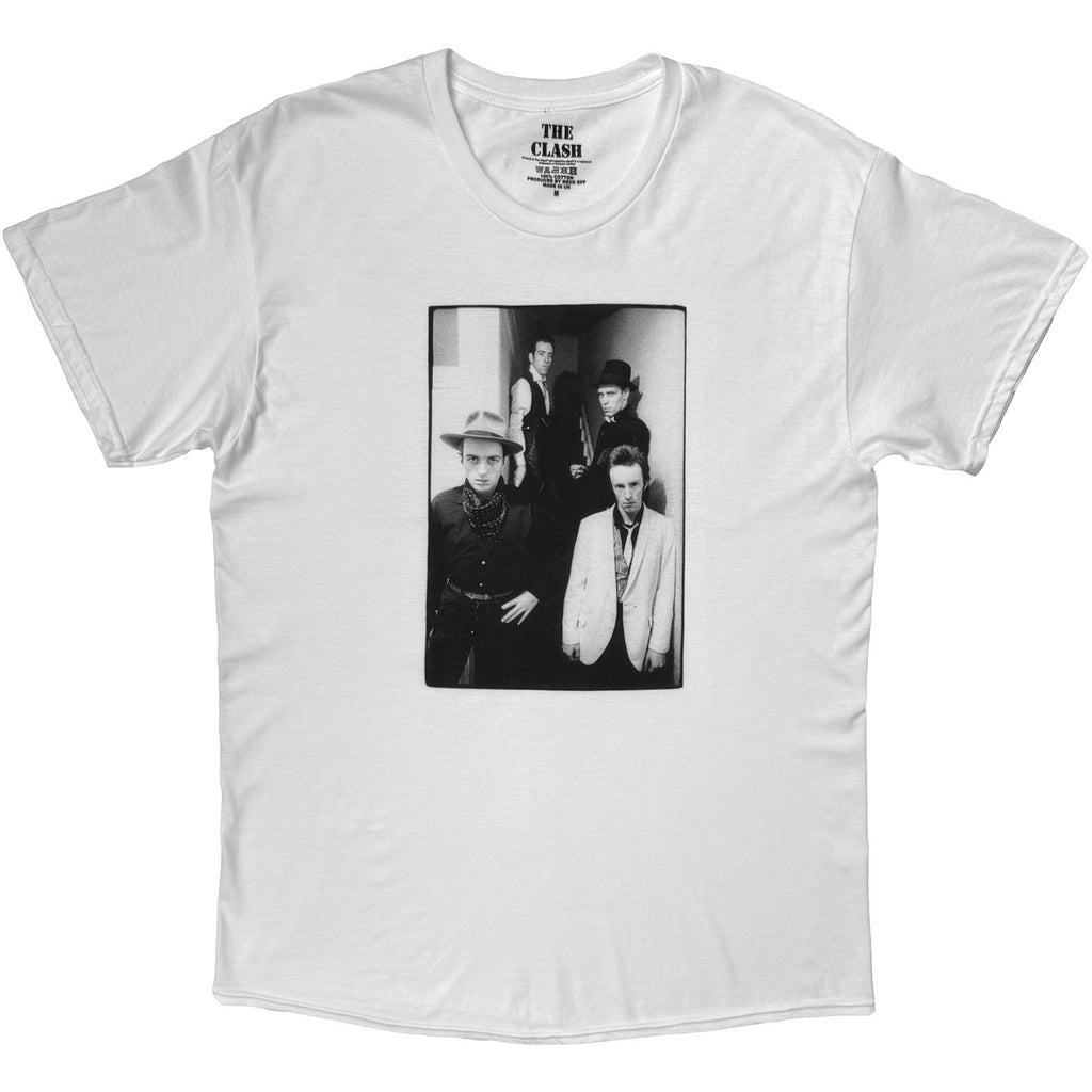The Clash Unisex T-Shirt: London Calling Press Photo (White) (Back Print)