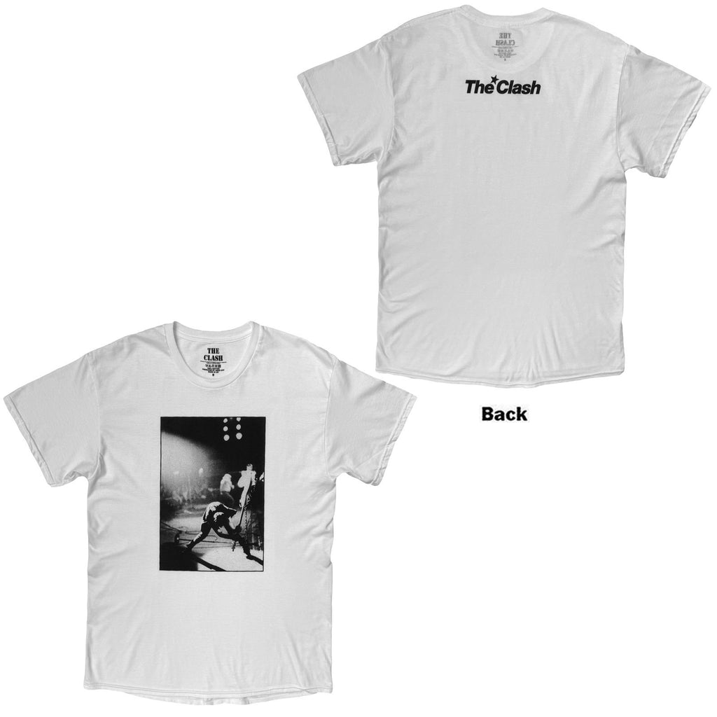 The Clash Unisex T-Shirt: Guitar Smash (White) (Back Print)