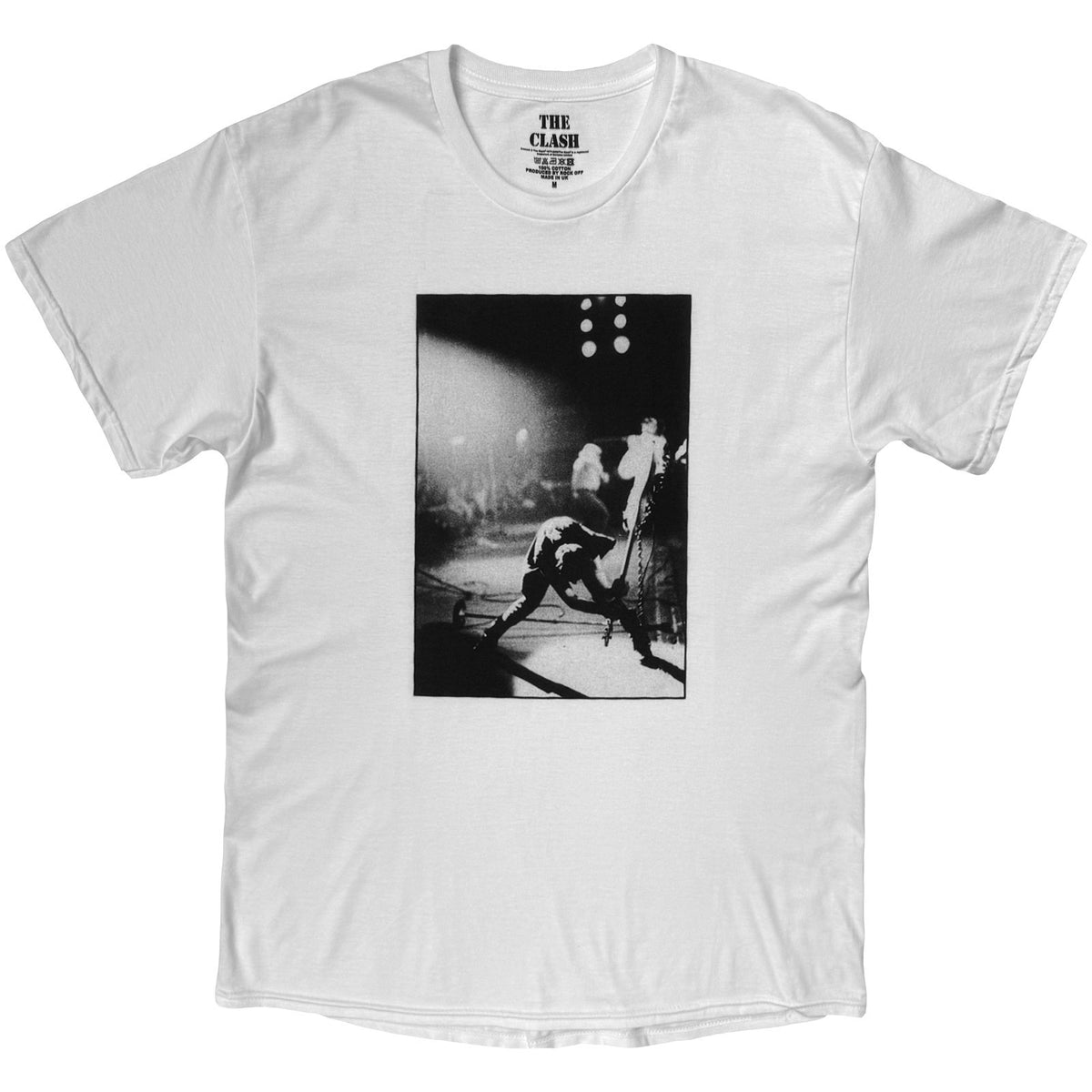 The Clash Unisex T-Shirt: Guitar Smash (White) (Back Print)