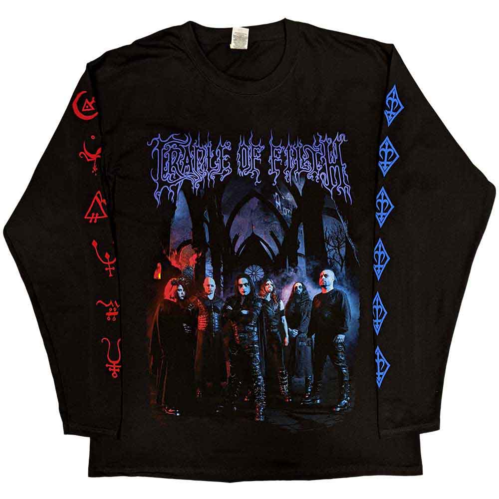 Cradle Of Filth Unisex Long Sleeve T-Shirt: Existence Band (Black) (Back & Sleeve Print)
