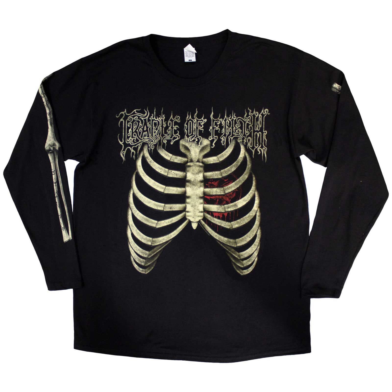 Cradle Of Filth Unisex Long Sleeve T-Shirt: Skeleton (Black) (Back & Sleeve Print)