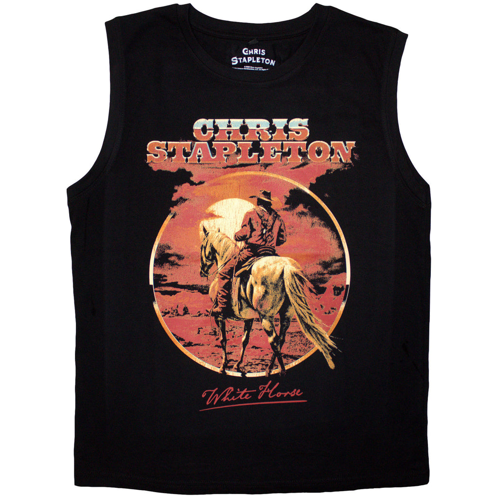 Chris Stapleton Unisex Tank T-Shirt: White Horse (Black)