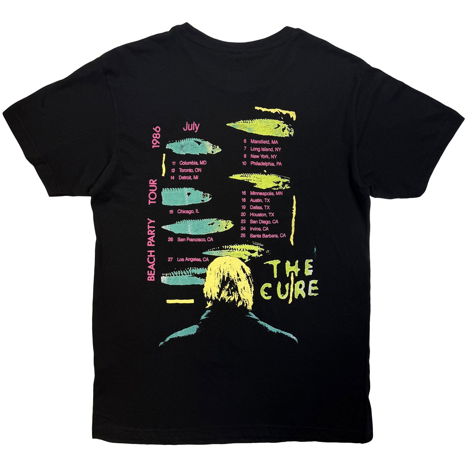The Cure Unisex Premium Carbon T-Shirt: Beach Party Tour '86 (Black) (Back Print)