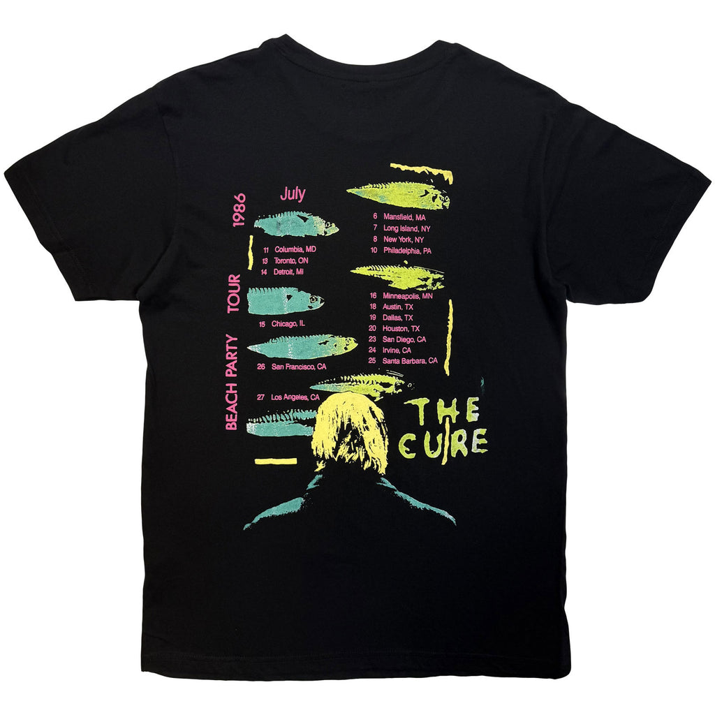 The Cure Unisex Premium Carbon T-Shirt: Beach Party Tour '86 (Black) (Back Print)