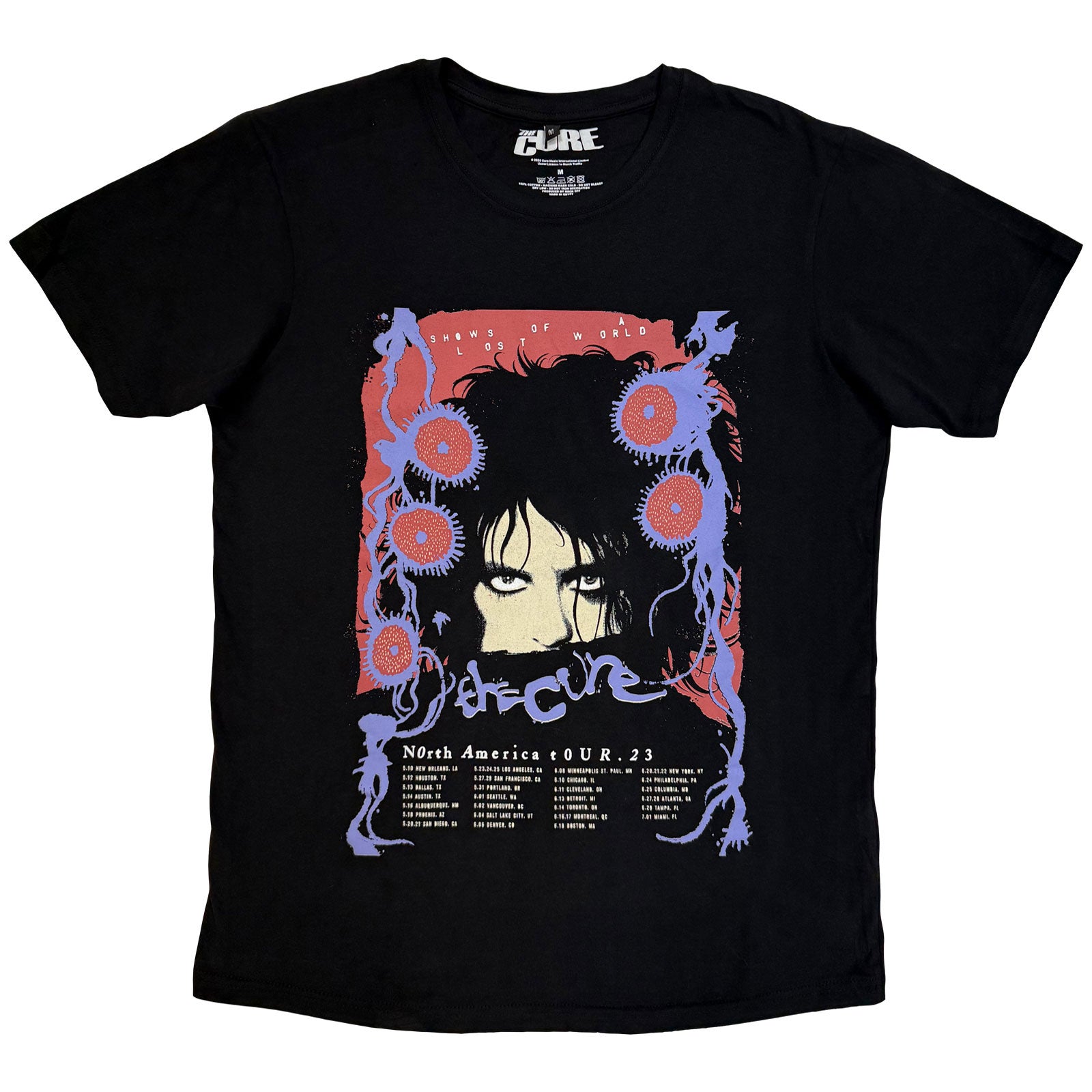 The Cure Unisex Premium Carbon T-Shirt: North American Tour '23 Poster (Black)