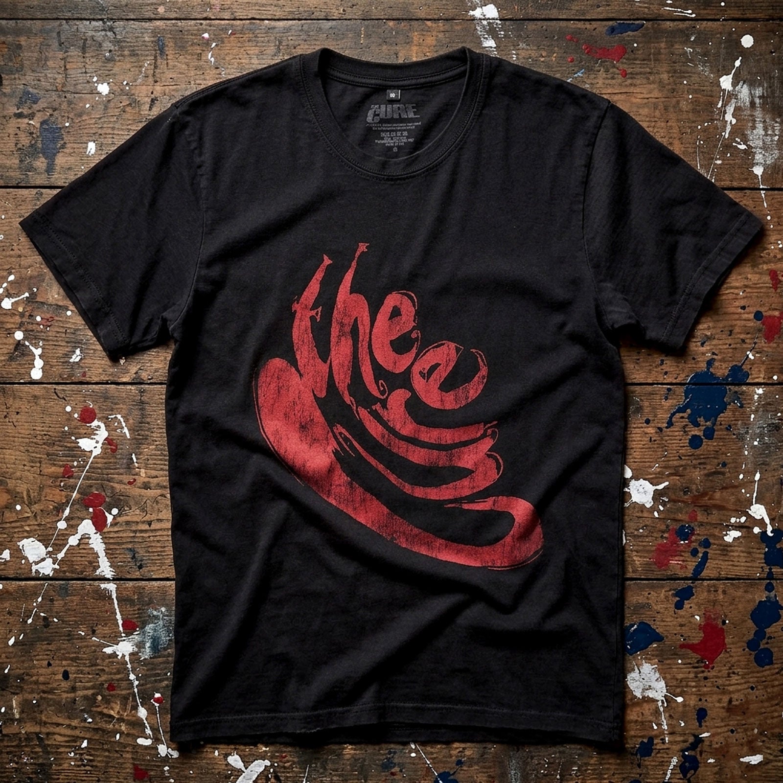 The Cure Unisex Premium Carbon T-Shirt: Swirl Logo (Black)