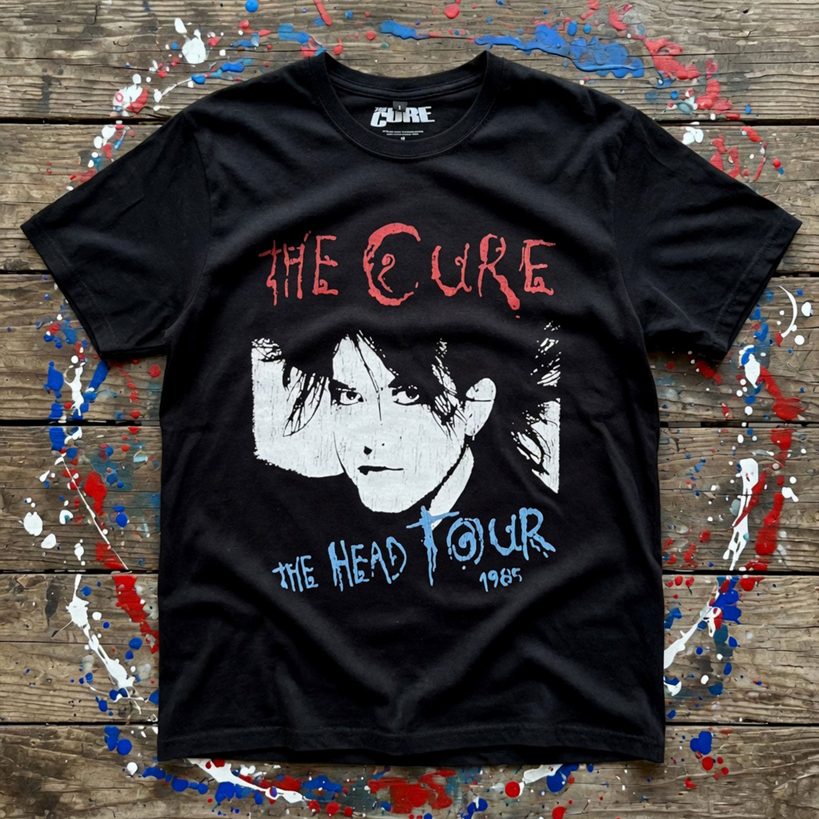 The Cure Unisex Premium Carbon T-Shirt: The Head Tour '85 (Black) (Back Print)