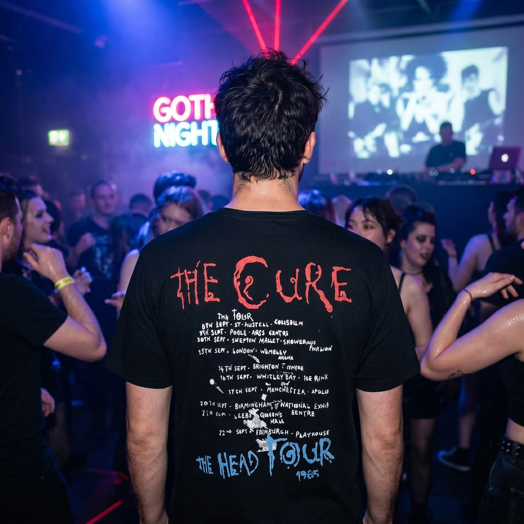 The Cure Unisex Premium Carbon T-Shirt: The Head Tour '85 (Black) (Back Print)