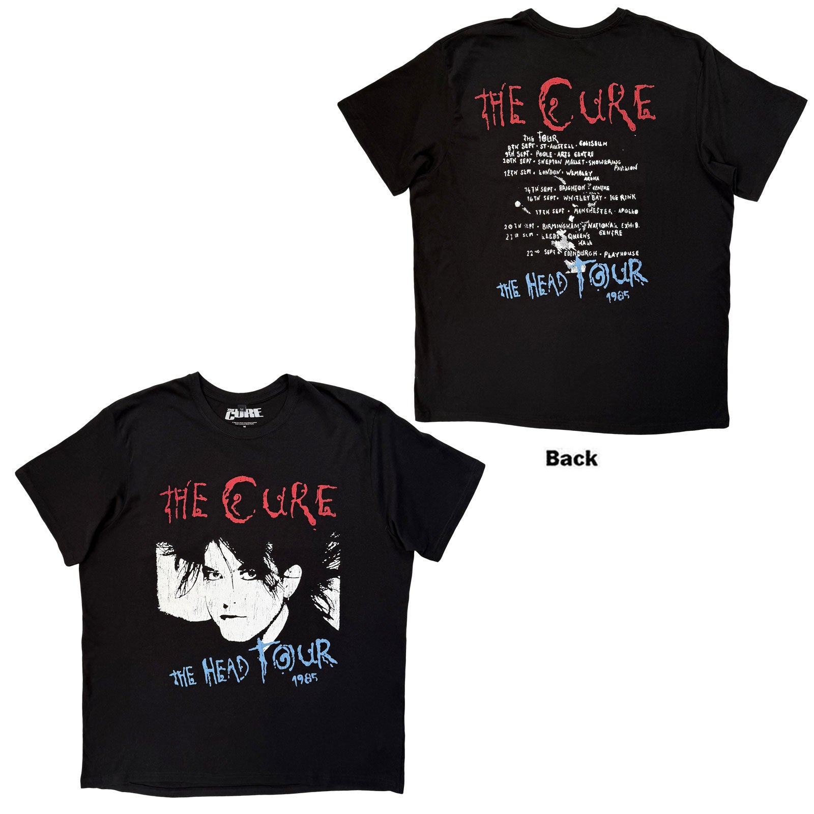The Cure Unisex Premium Carbon T-Shirt: The Head Tour '85 (Black) (Back Print)