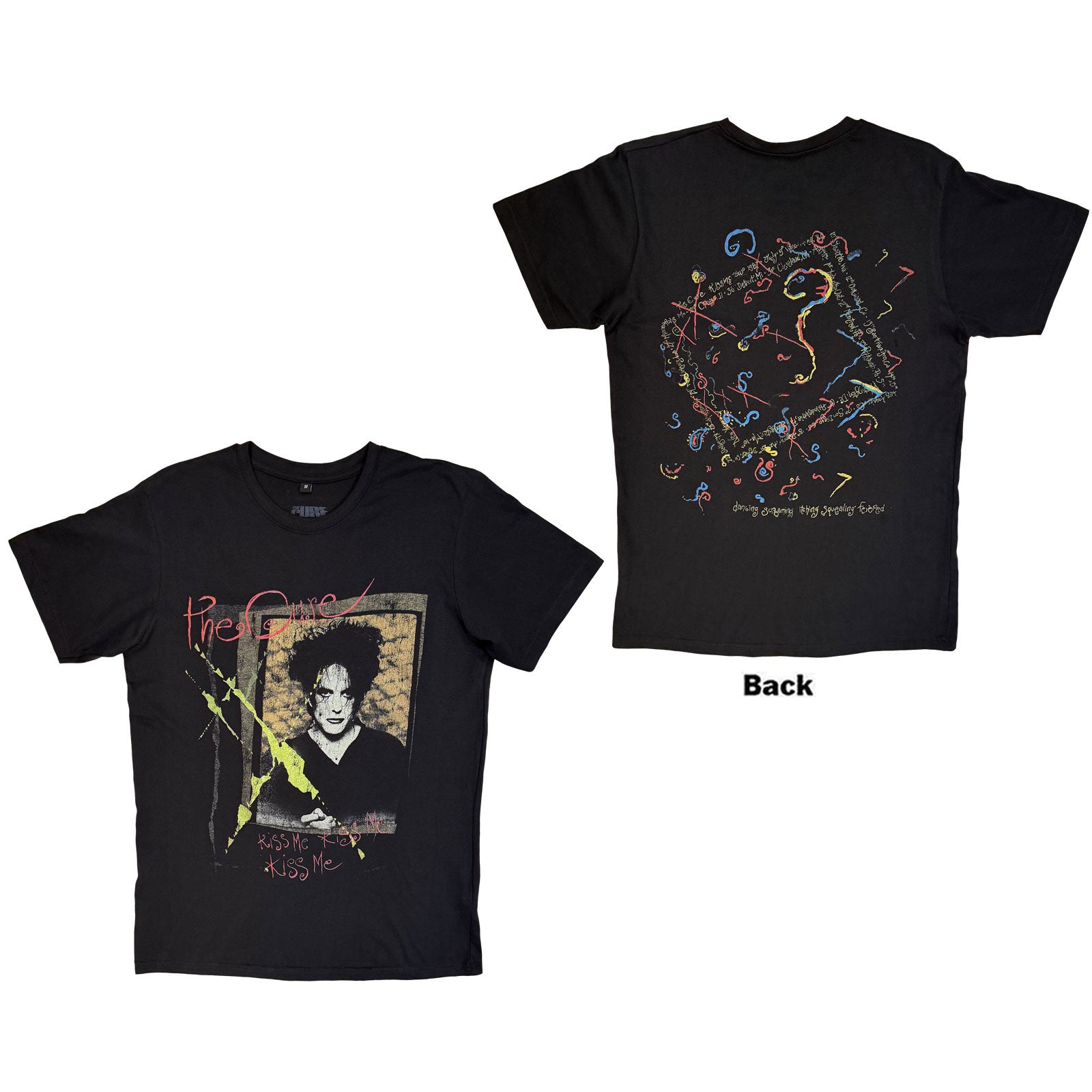 The Cure Unisex Premium Carbon T-Shirt: Kiss Me Vintage (Black) (Back Print)