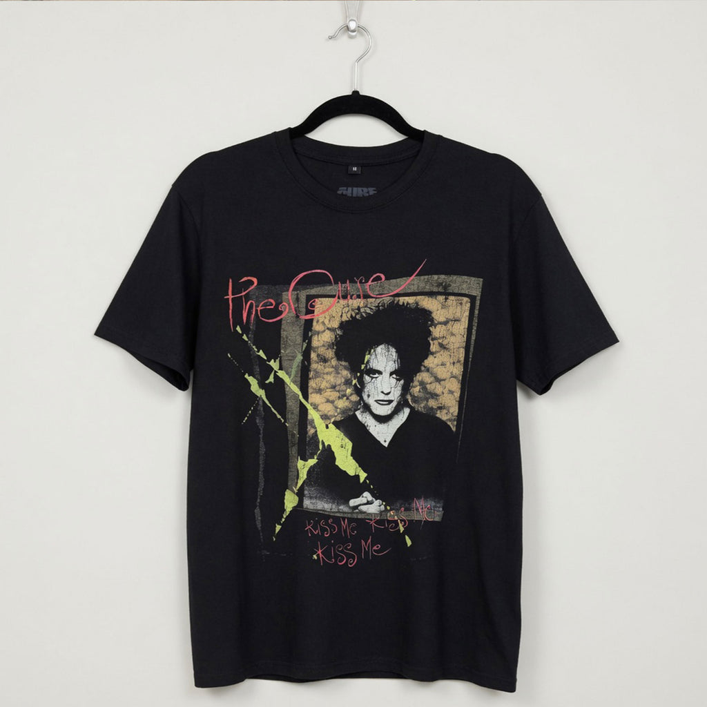 The Cure Unisex Premium Carbon T-Shirt: Kiss Me Vintage (Black) (Back Print)