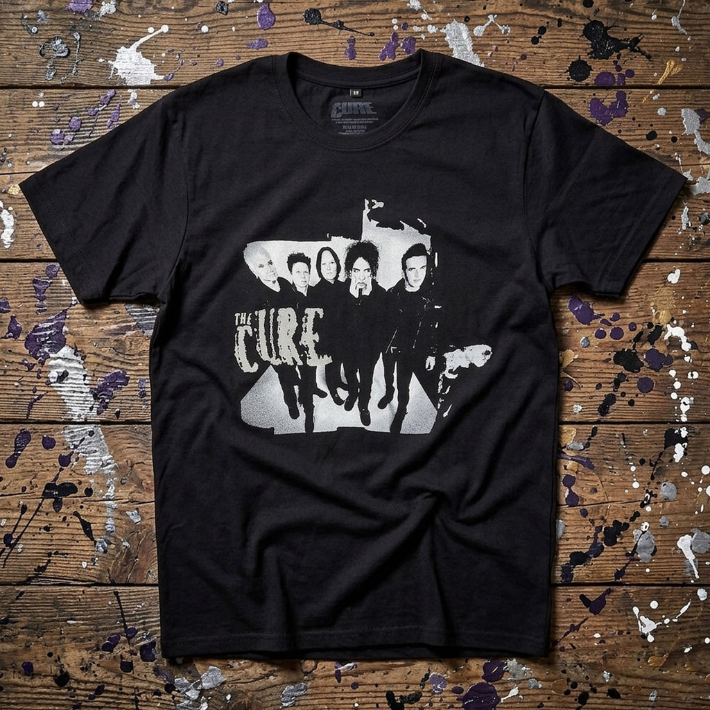The Cure Unisex Premium Carbon T-Shirt: 40 Years Band Photo (Black)