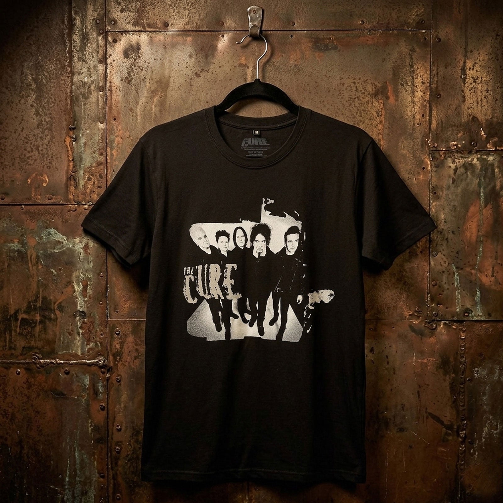 The Cure Unisex Premium Carbon T-Shirt: 40 Years Band Photo (Black)