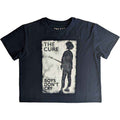 The Cure Ladies Crop Top: Boys Don't Cry B&W (Navy Blue)