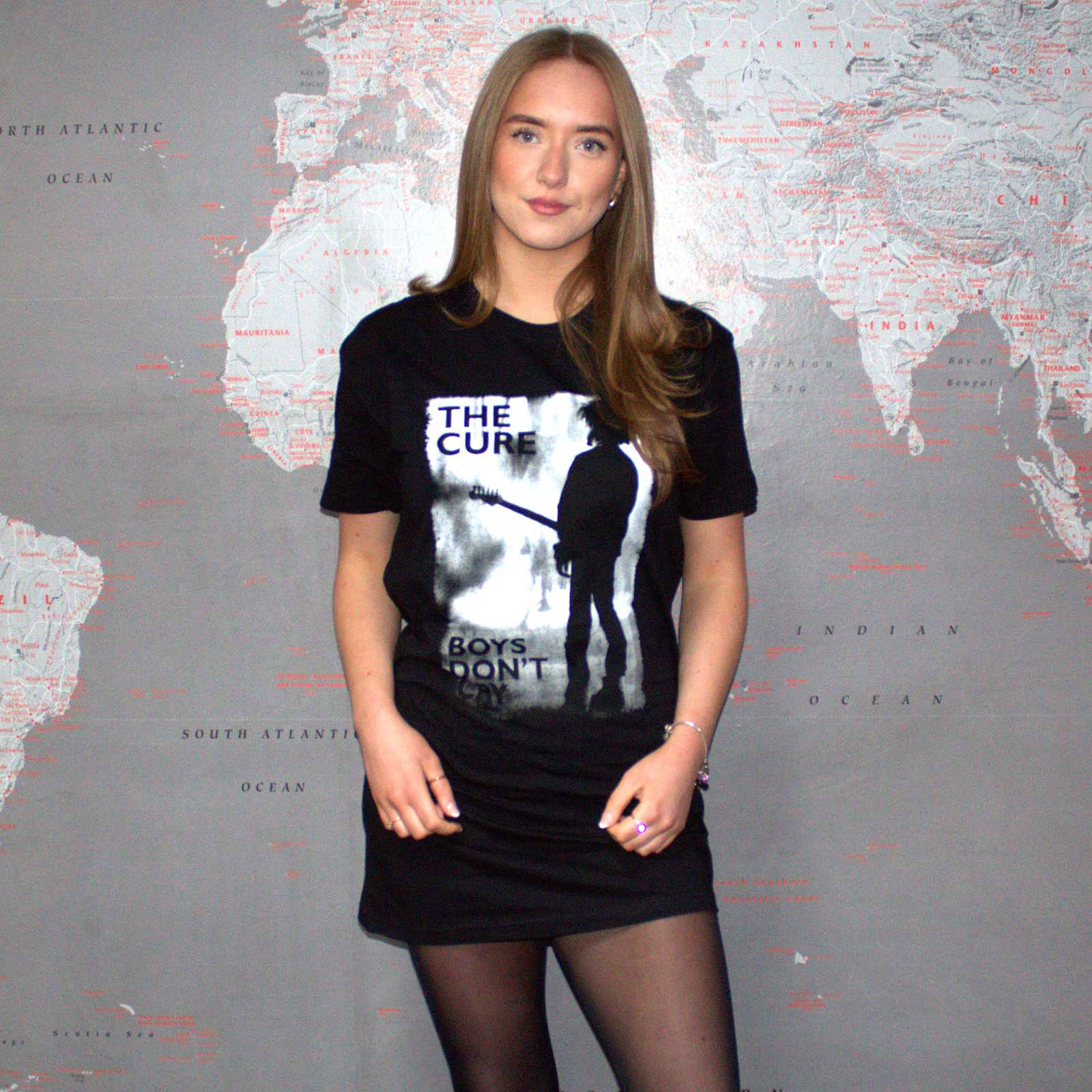The Cure Ladies T-Shirt Dress: Boys Don't Cry Black & White (Black)