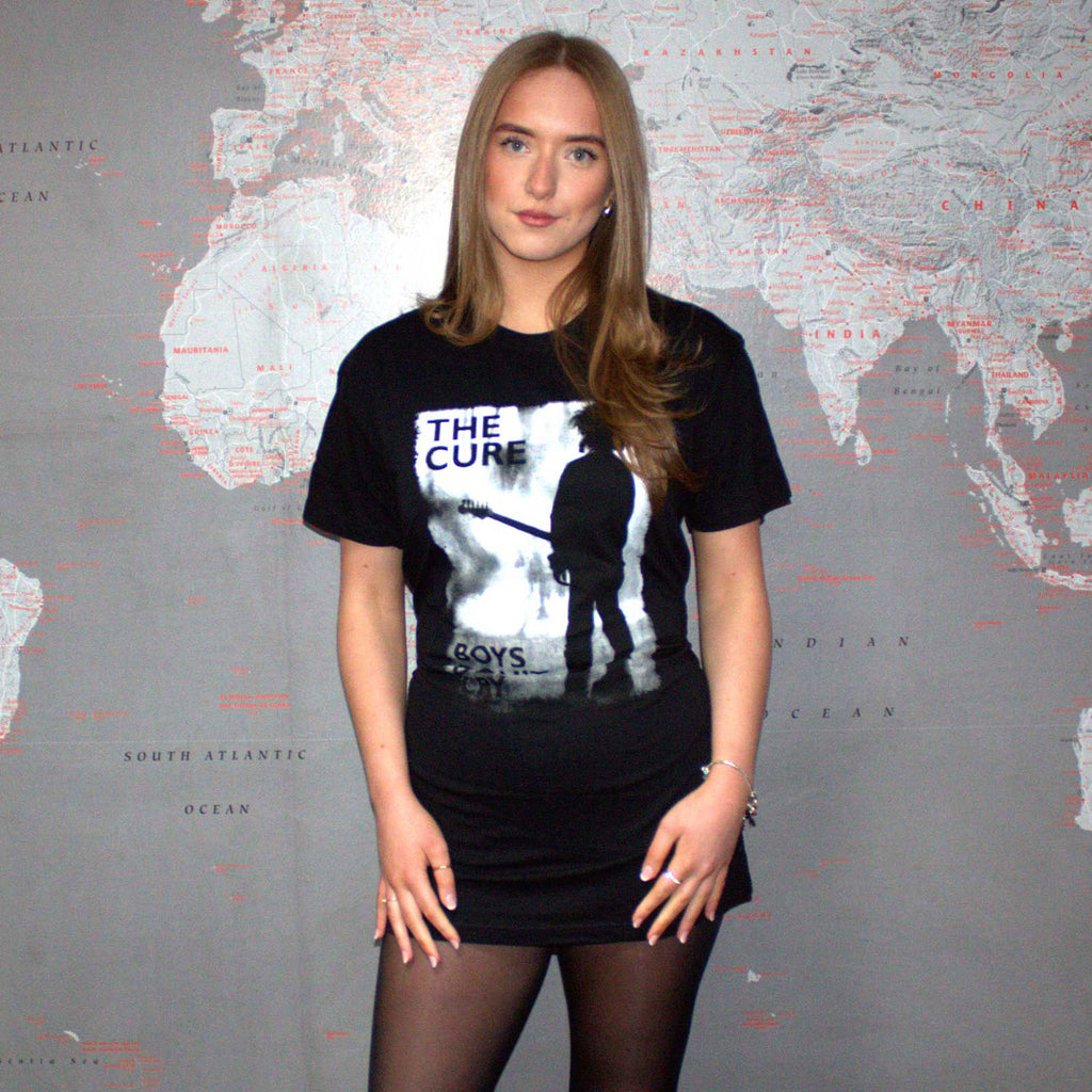 The Cure Ladies T-Shirt Dress: Boys Don't Cry Black & White (Black)