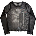 The Cure Ladies Long Sleeve Mesh Crop Top: Boys Don't Cry B&W (Black)
