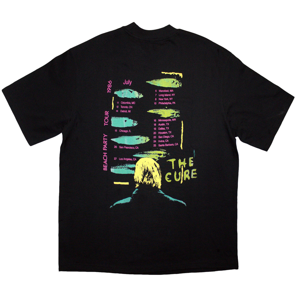 The Cure Unisex Oversized Boxy T-Shirt: Beach Party Tour '86 (Black) (Back Print)