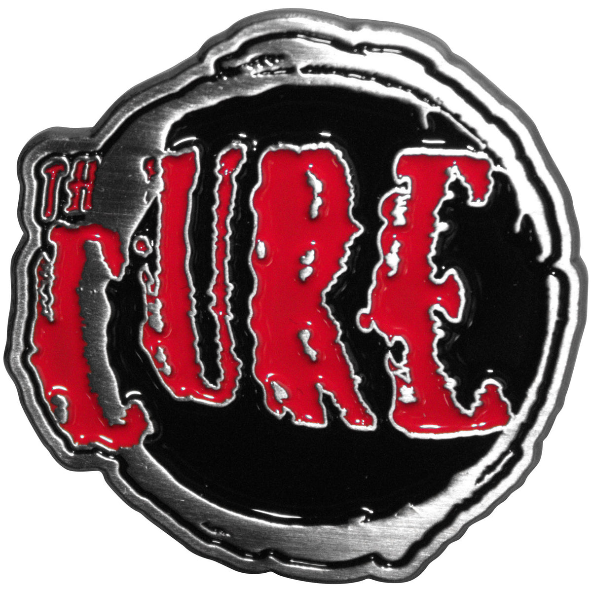 The Cure Pin Badge: Circle Logo Red