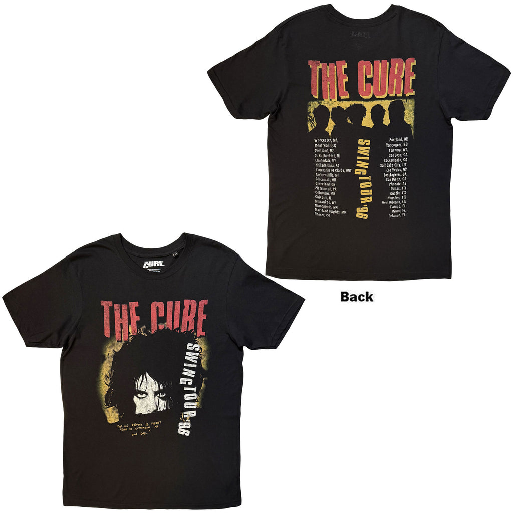 The Cure Unisex T-Shirt: Swing Tour '96 (Black) (Back Print)