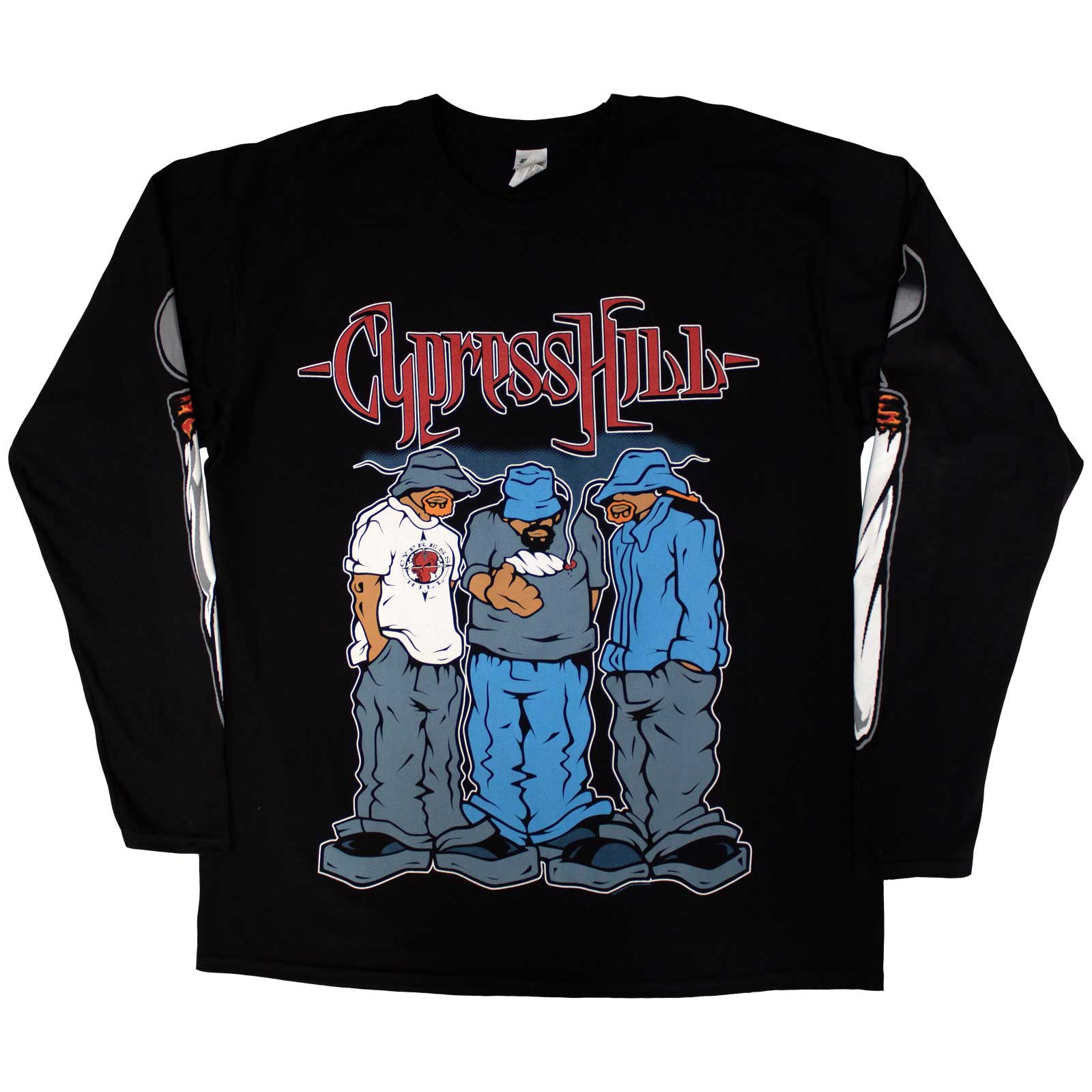 Cypress Hill Unisex Long Sleeve T-Shirt: Blunted (Black) (Sleeve Print)