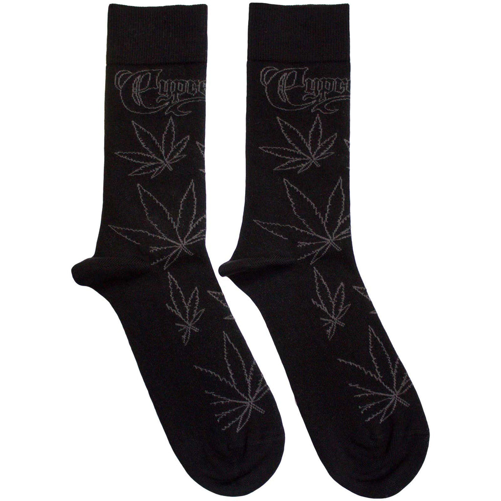 Cypress Hill Unisex Ankle Socks: Leaf Pattern (Black)