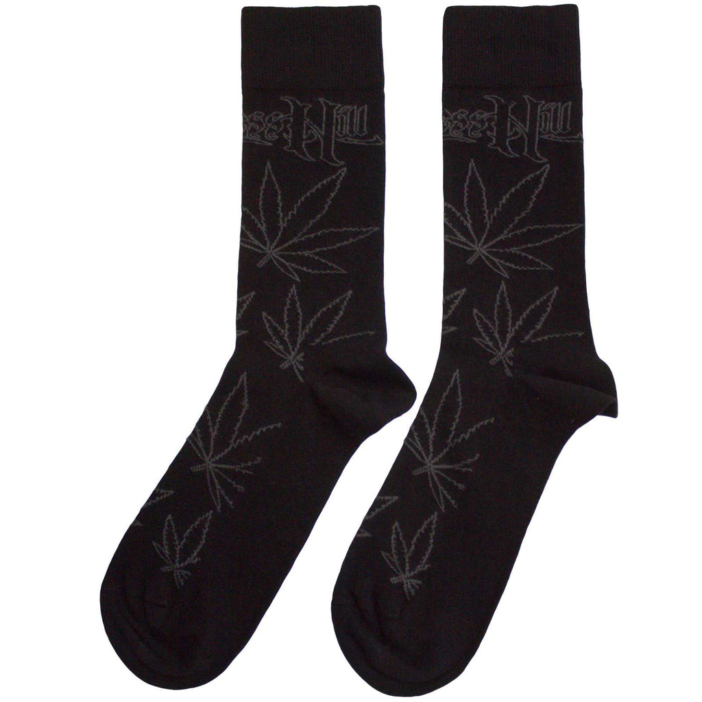 Cypress Hill Unisex Ankle Socks: Leaf Pattern (Black)