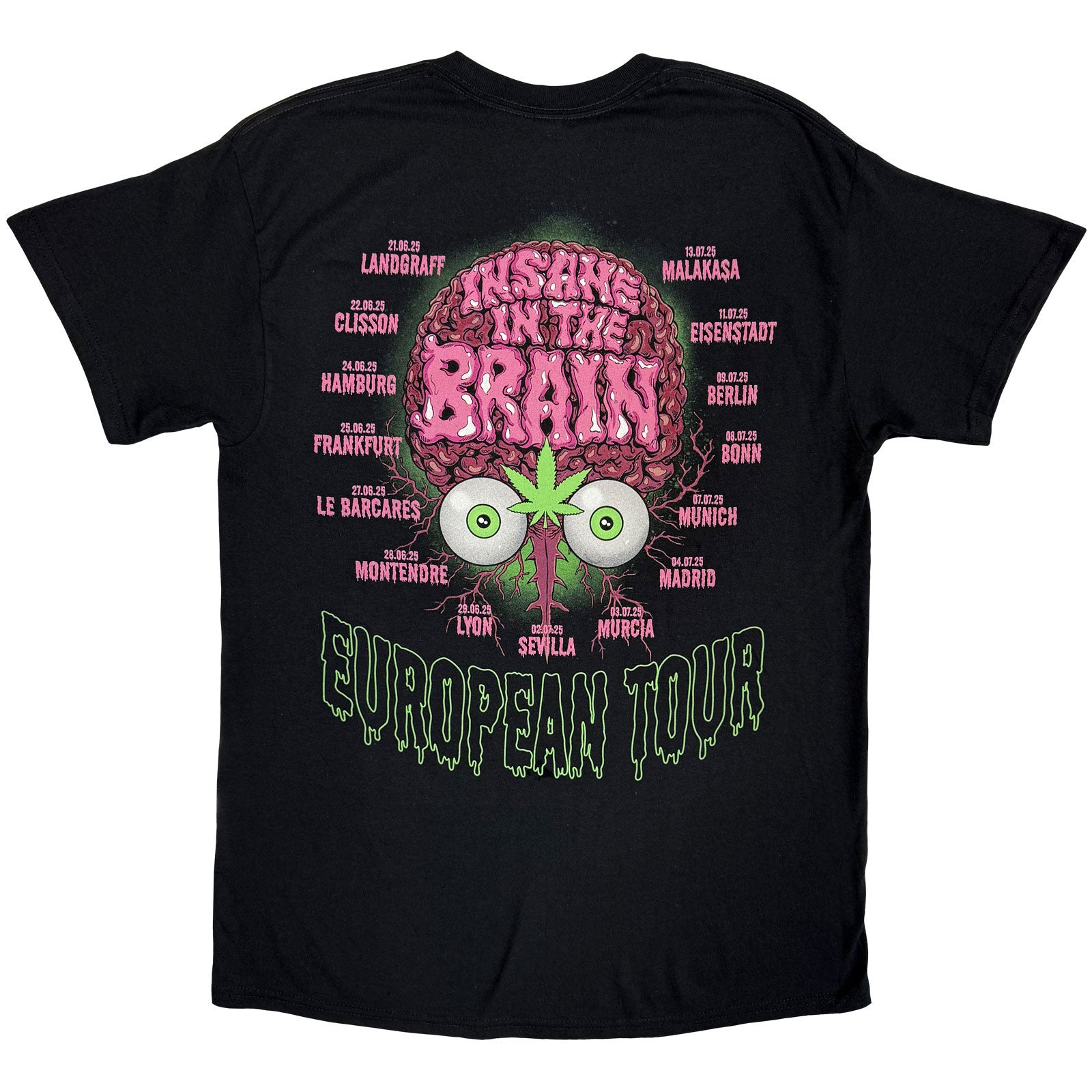 Cypress Hill Unisex T-Shirt: Insane In The Brain EU Tour '25 (Black) (Ex-Tour)