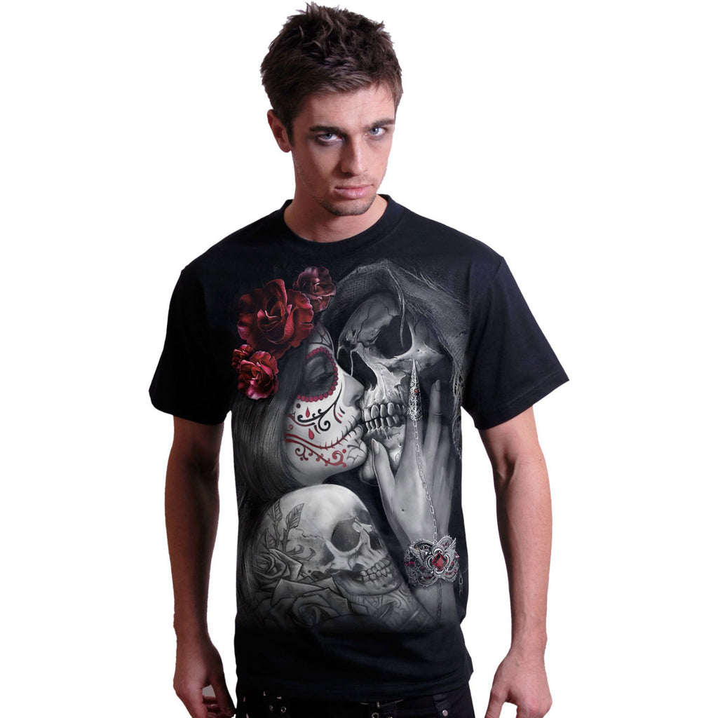 Spiral Unisex T-Shirt: Dead Kiss (Black) (Back Print)