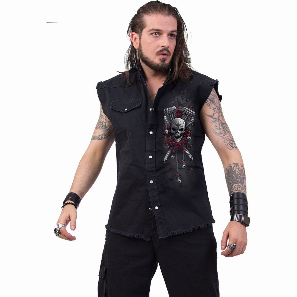 Spiral Unisex Worker Shirt: DOTD Bikers (Black) (Back Print)