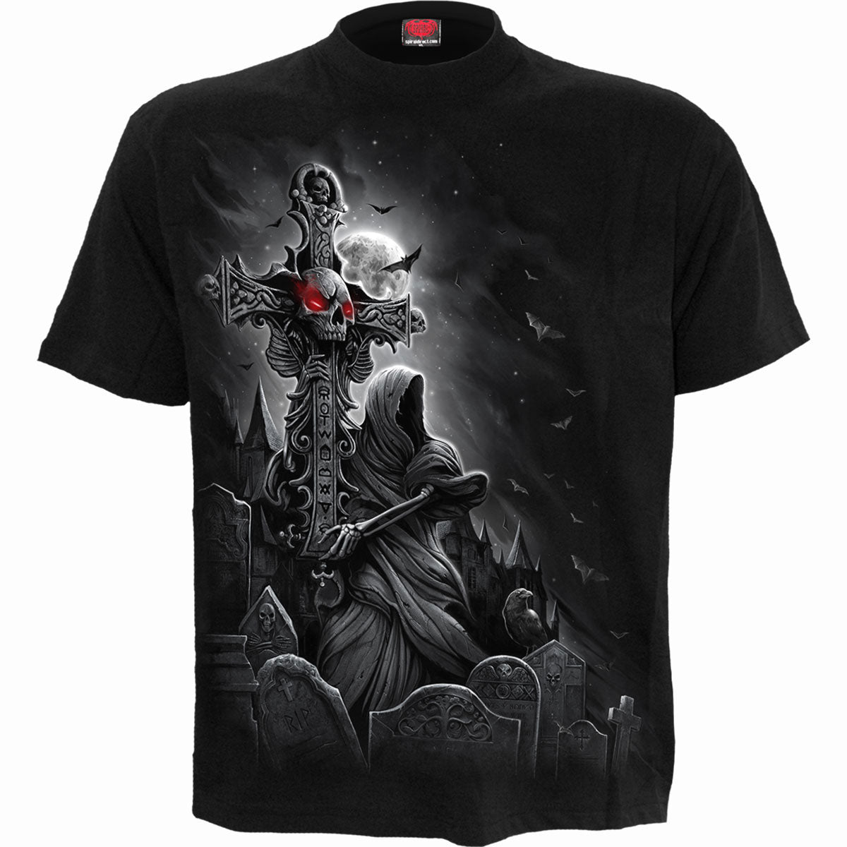 Spiral Unisex T-Shirt: Grave Walker (Black) (Back Print)