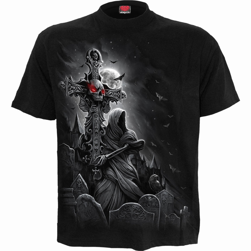 Spiral Unisex T-Shirt: Grave Walker (Black) (Back Print)