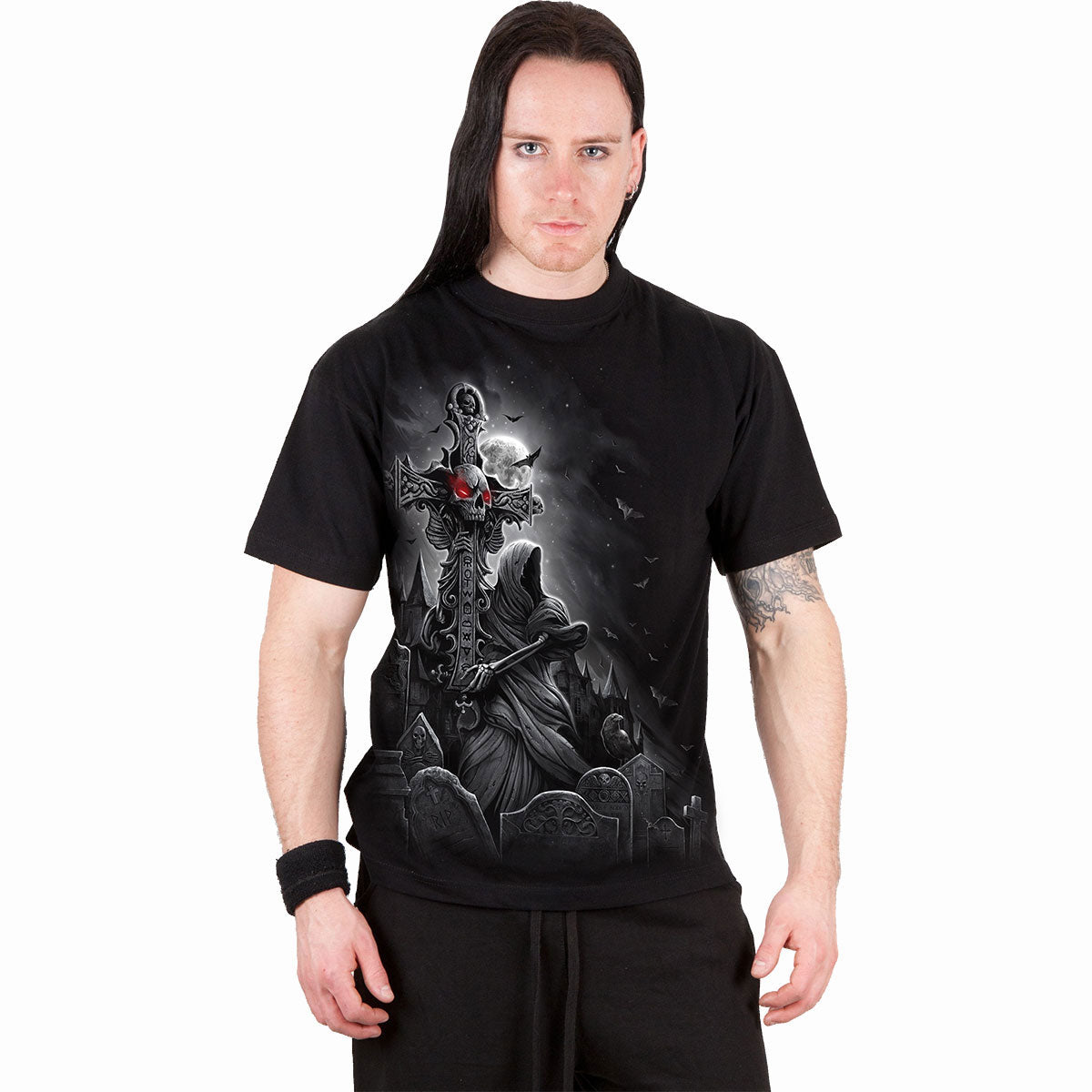 Spiral Unisex T-Shirt: Grave Walker (Black) (Back Print)