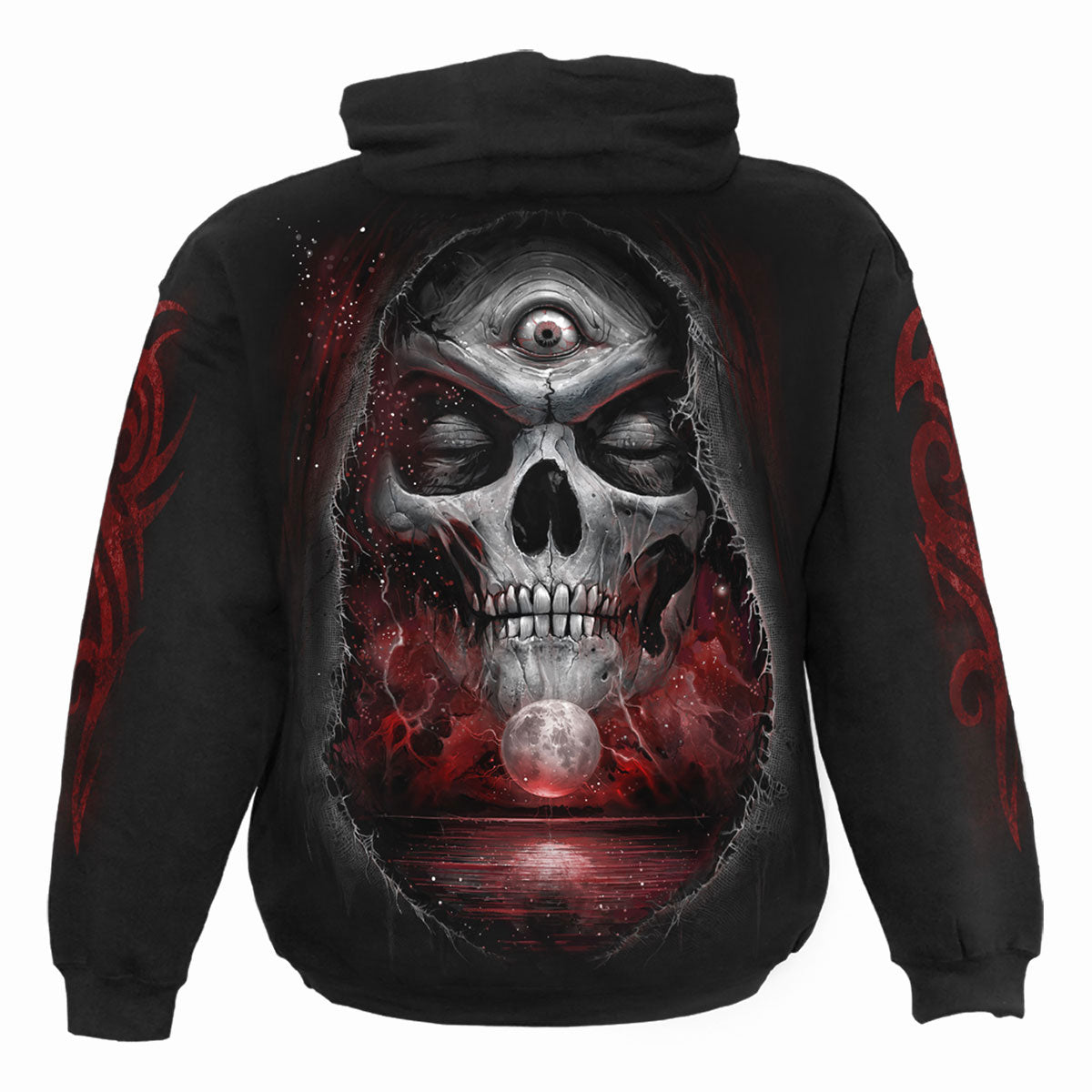 Spiral Unisex Pullover Hoodie: Third Eye Awakening (Black) (Back & Sleeve Print)