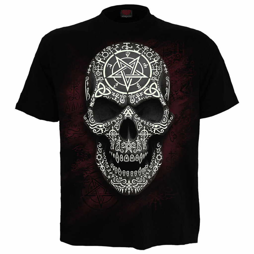 Spiral Unisex T-Shirt: Gothic Runes Glow in the Dark (Black)