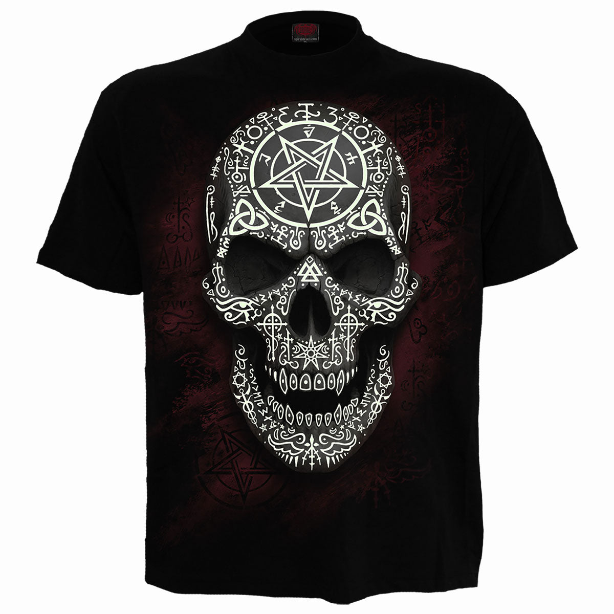 Spiral Unisex T-Shirt: Gothic Runes Glow in the Dark (Black)