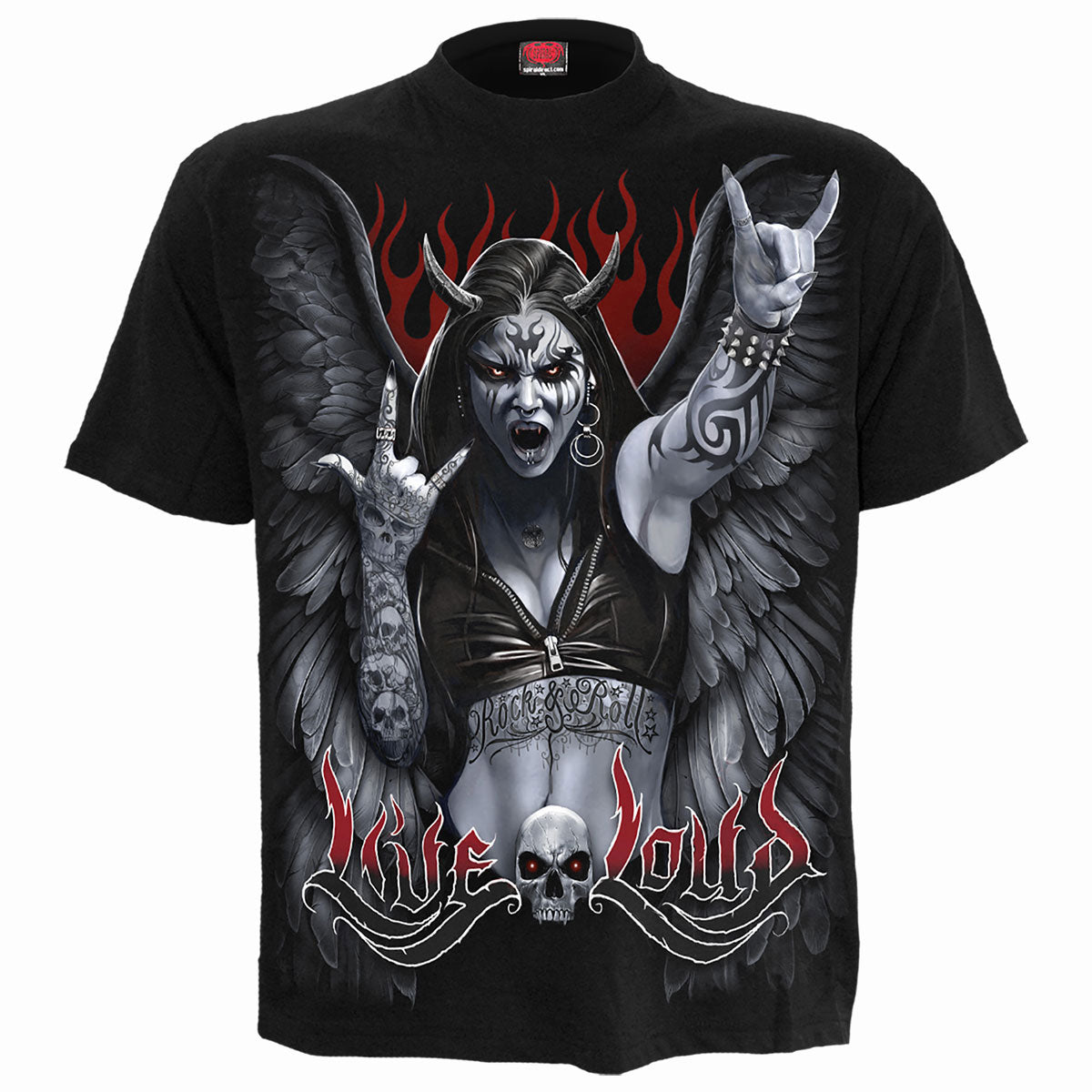 Spiral Unisex T-Shirt: Rock Loud (Black) (Back Print)