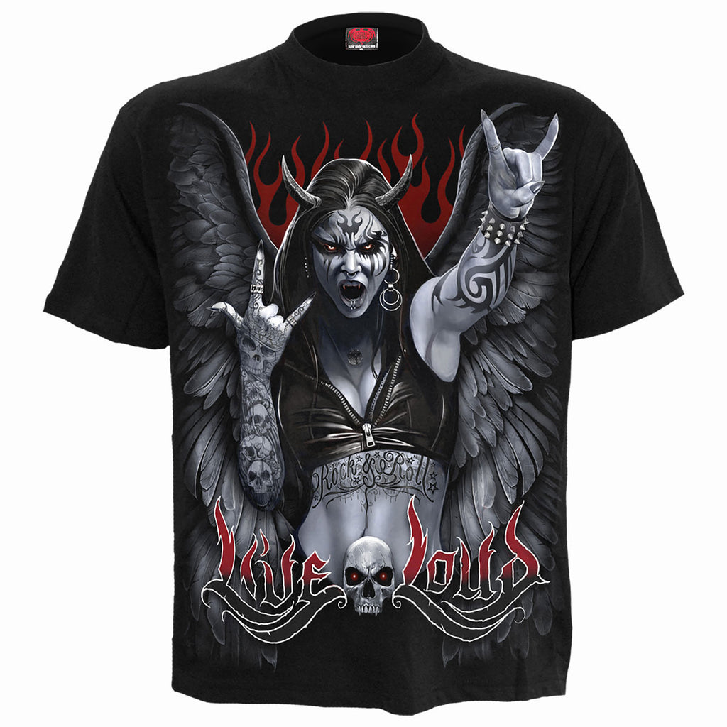Spiral Unisex T-Shirt: Rock Loud (Black) (Back Print)