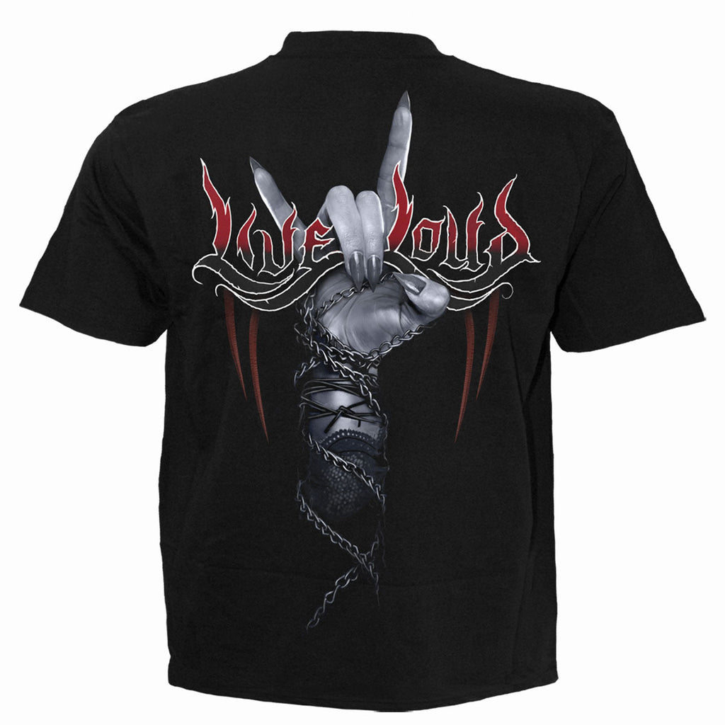 Spiral Unisex T-Shirt: Rock Loud (Black) (Back Print)