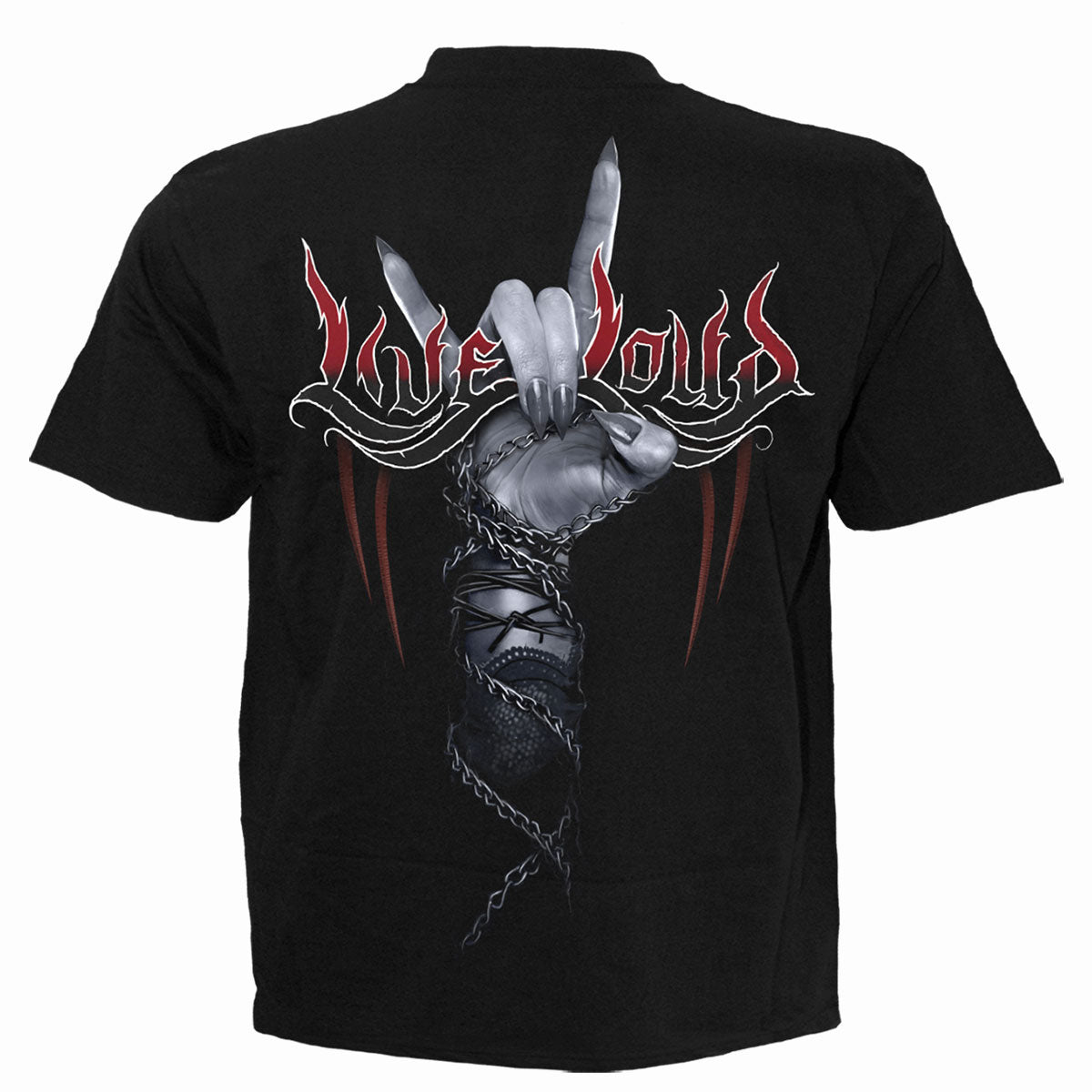 Spiral Unisex T-Shirt: Rock Loud (Black) (Back Print)
