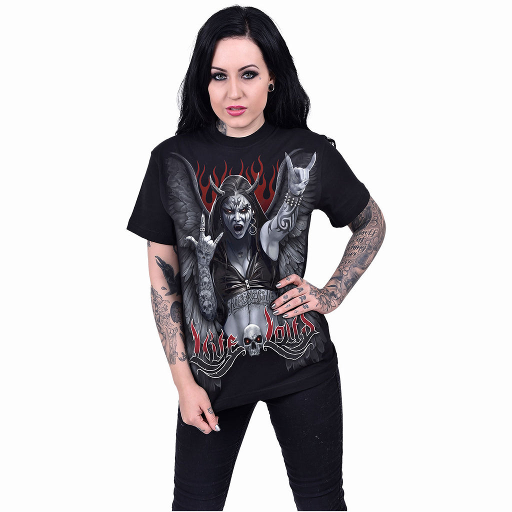 Spiral Unisex T-Shirt: Rock Loud (Black) (Back Print)