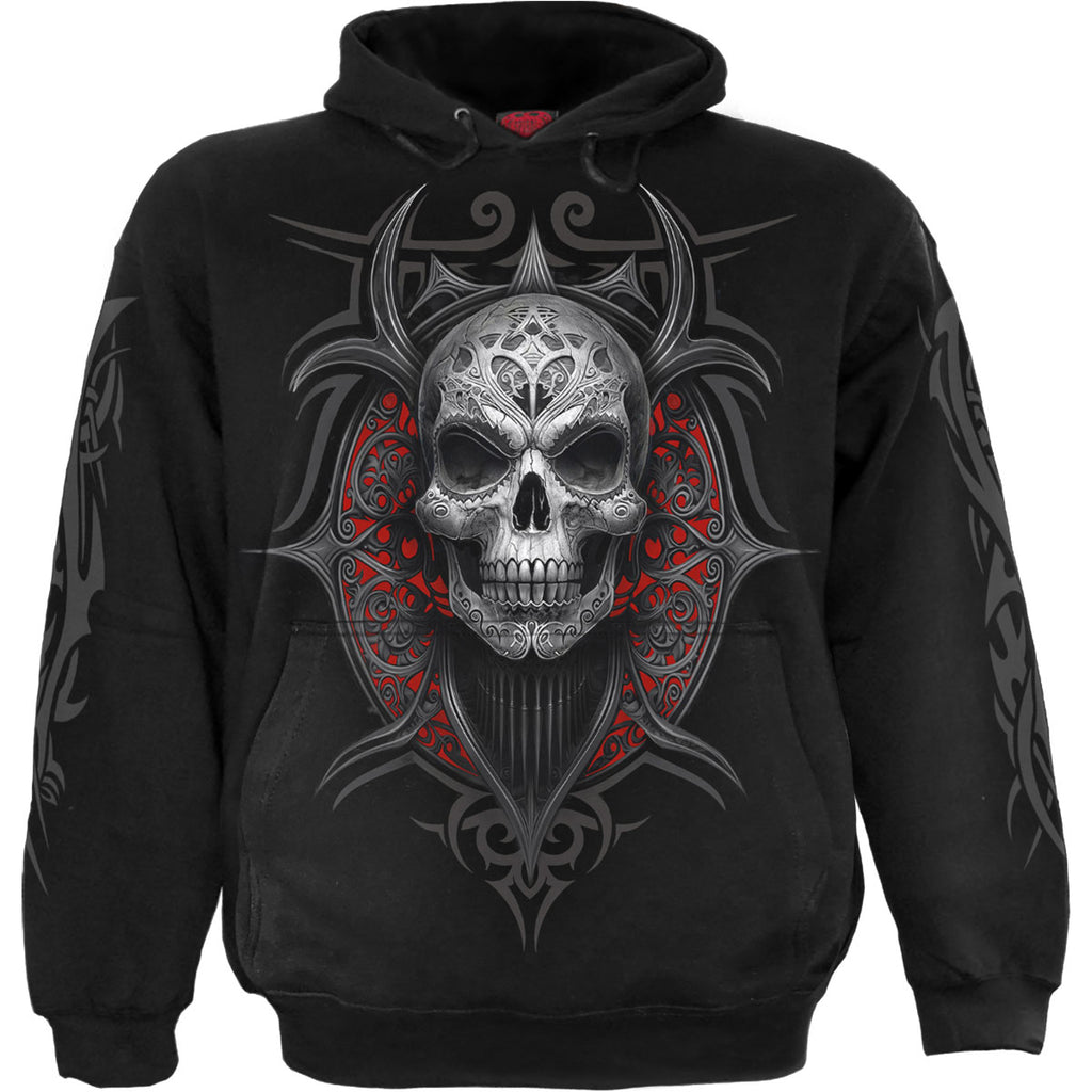 Spiral Unisex Pullover Hoodie: High Priestess (Black) (Back & Sleeve Print)