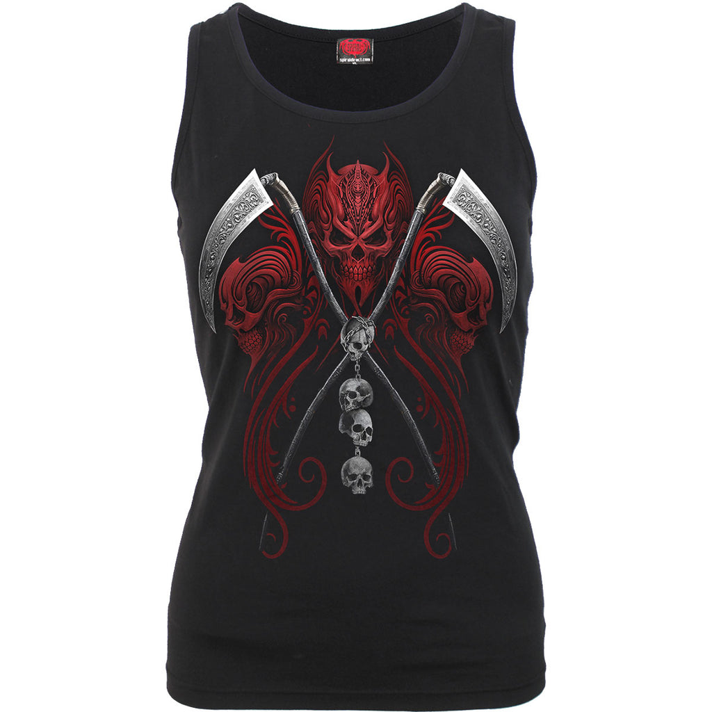 Spiral Ladies Razor Back Vest T-Shirt: Reaperess (Black)
