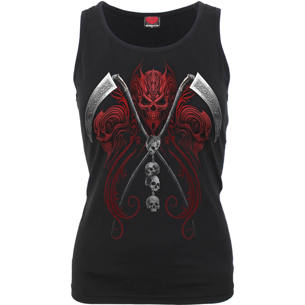 Spiral Ladies Razor Back Vest T-Shirt: Reaperess (Black)