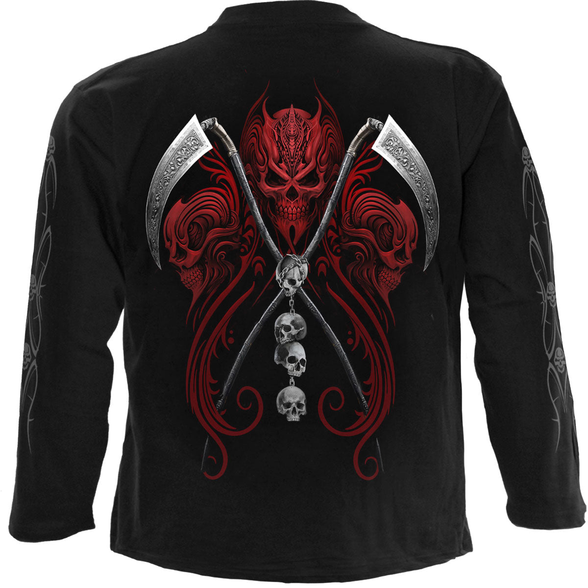 Spiral Unisex Long Sleeve T-Shirt: Reaperess (Black) (Back & Sleeve Print)